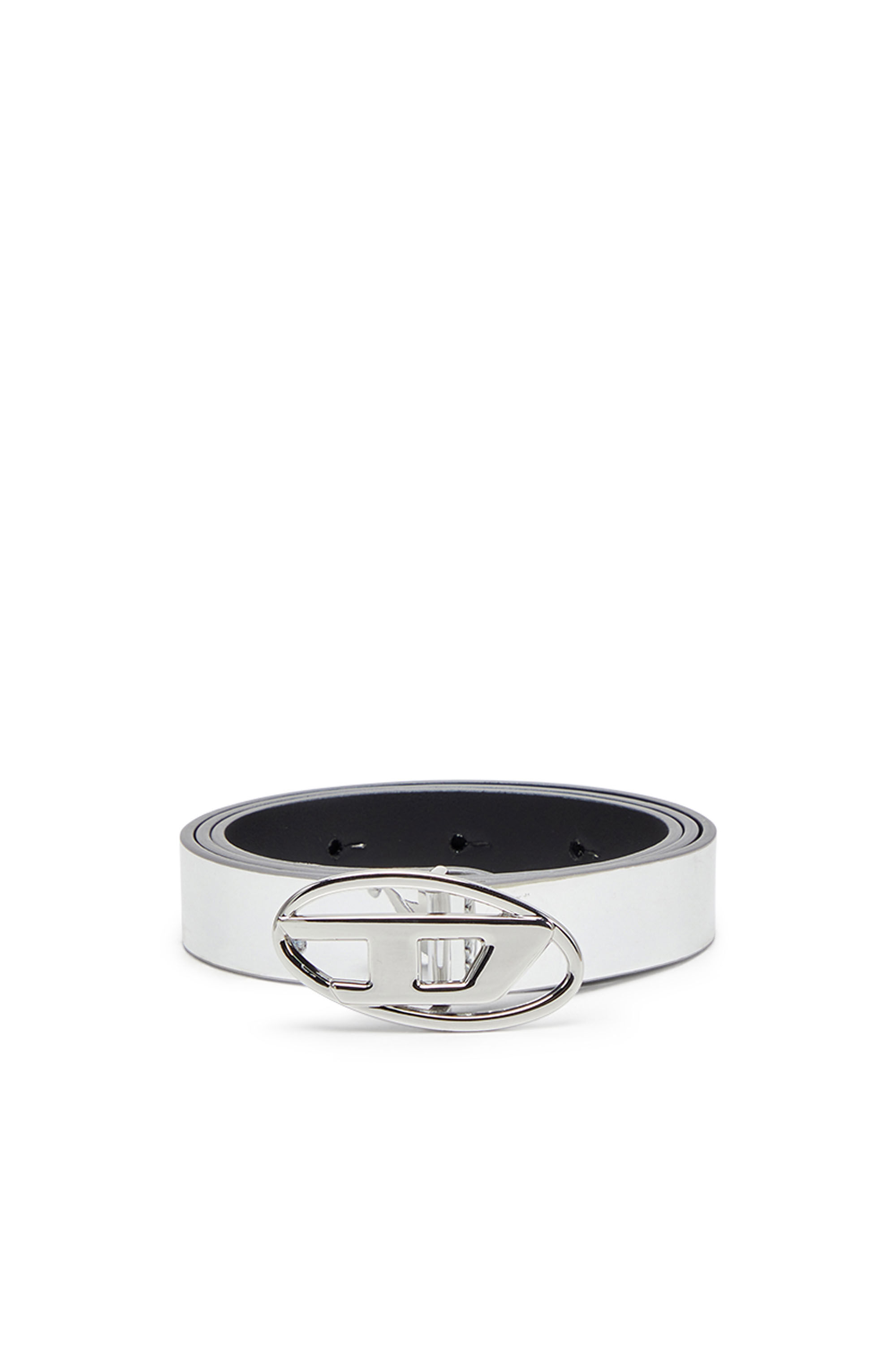 Diesel - B-1DR 20, Woman's 2cm slim metallic belt in White - 1