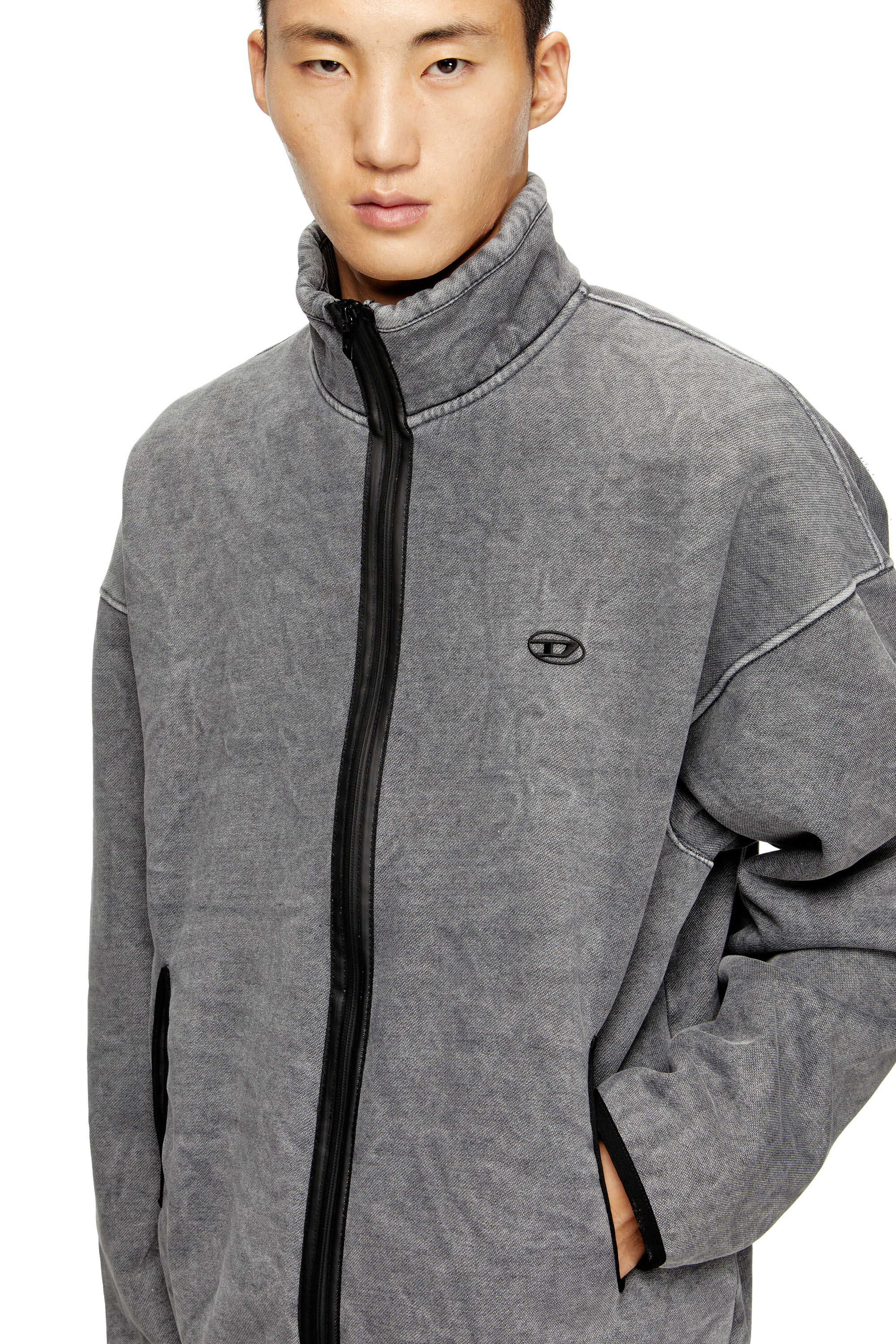 Diesel - S-BATY-NEW, Man's Zip-up sweatshirt with inner lining in Grey - 5