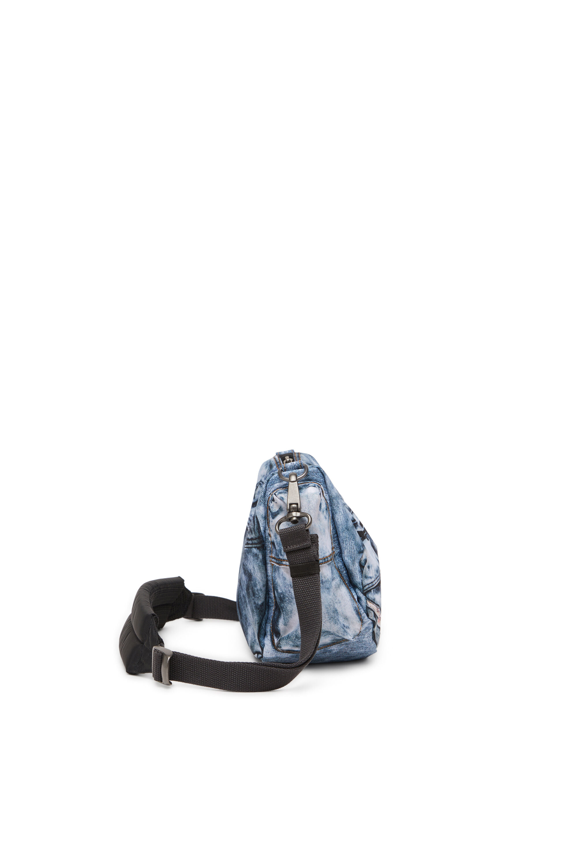Diesel - DIESEL SHOULDER BAG, Unisex's Multipocket bag in trompe l'oeil denim in Blue - 3