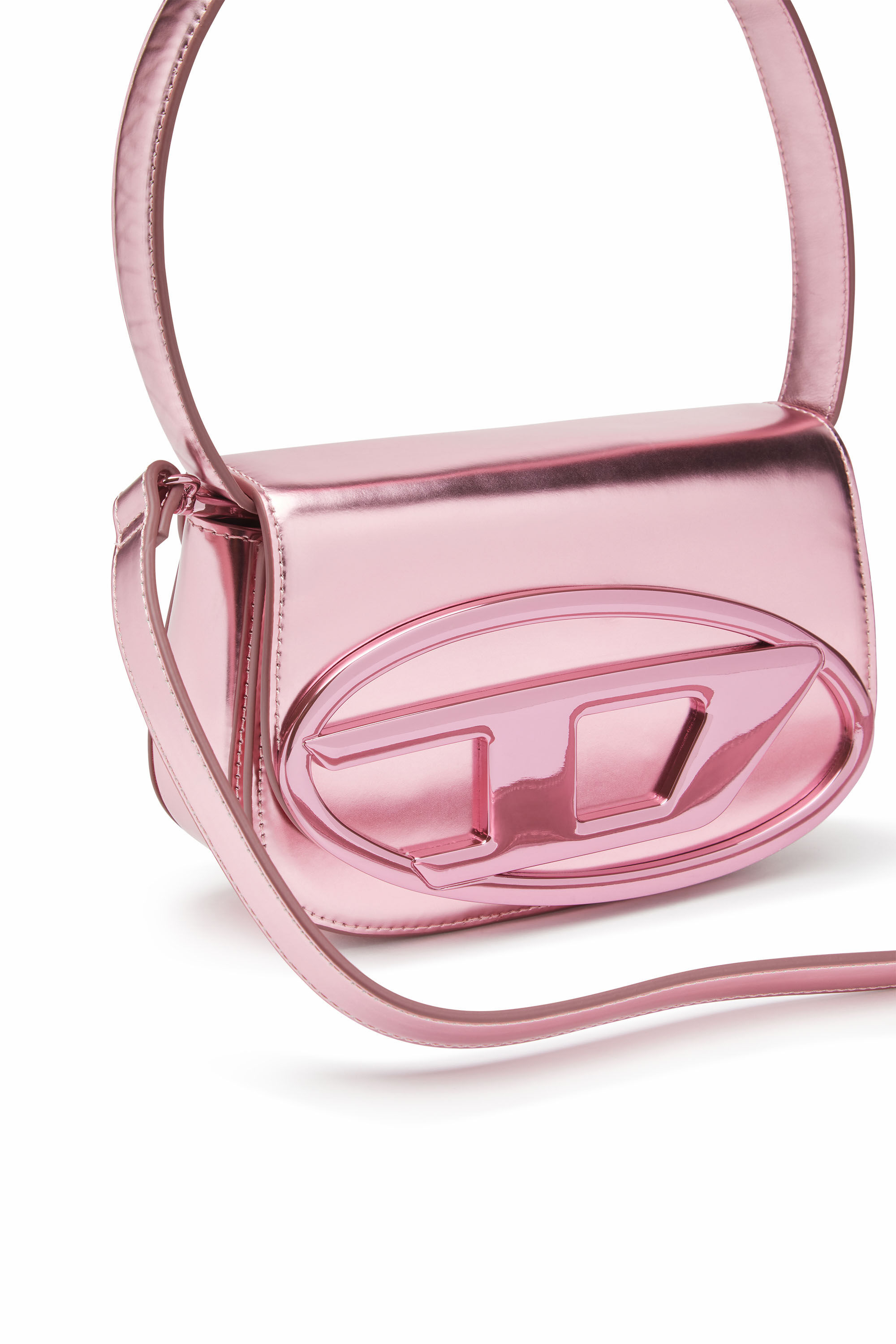 Diesel - 1DR, Woman's 1DR-Iconic shoulder bag in mirrored leather in Pink - 2