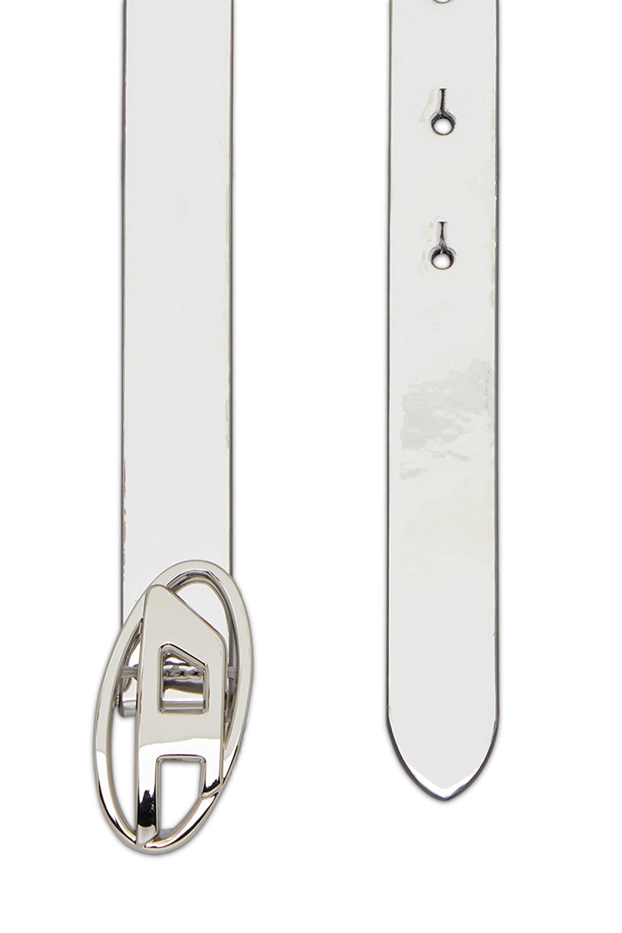 Diesel - B-1DR 20, Woman's 2cm slim metallic belt in White - 2
