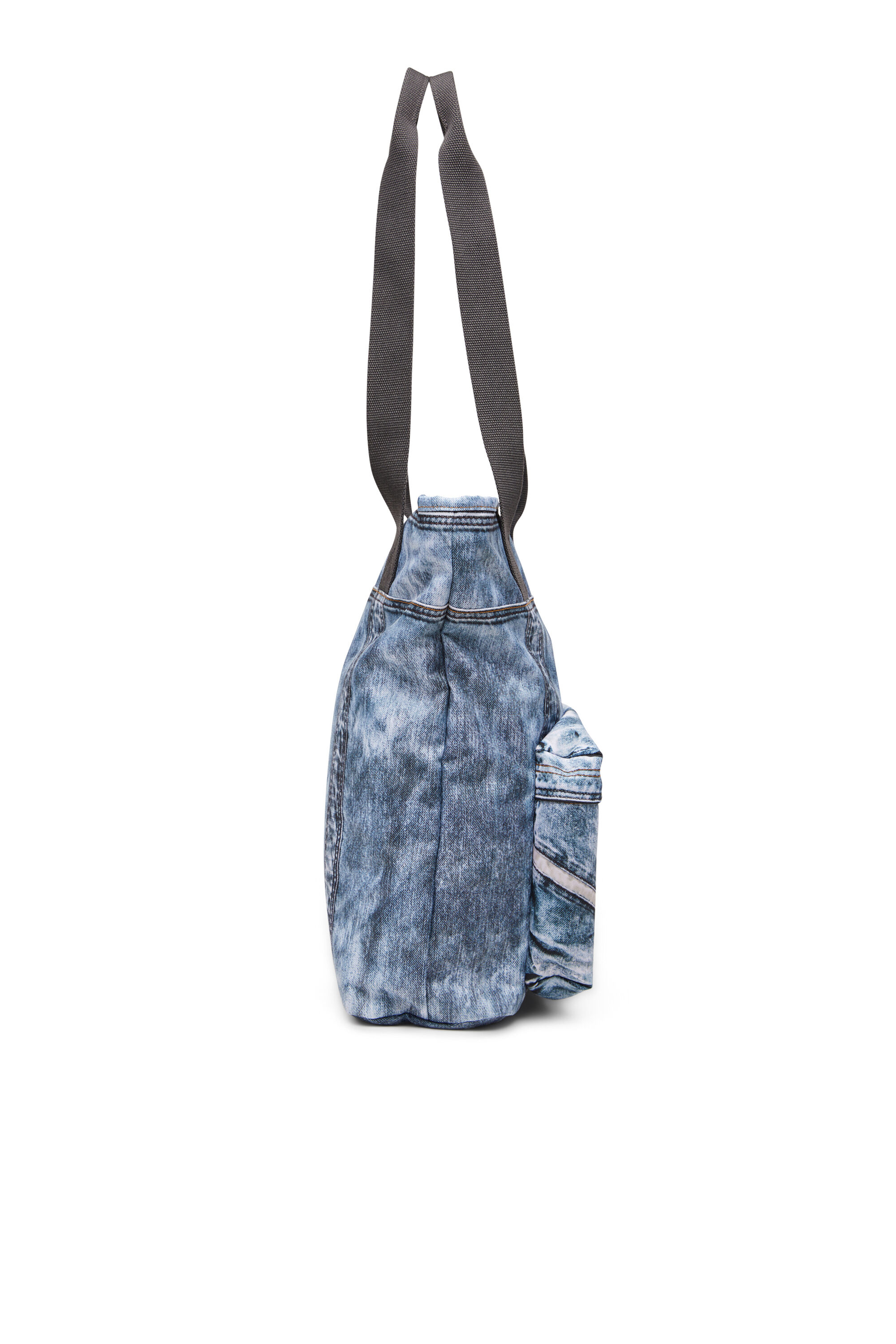 Diesel - DIESEL TOTE, Unisex's Tote bag in trompe l'oeil denim in Blue - 3
