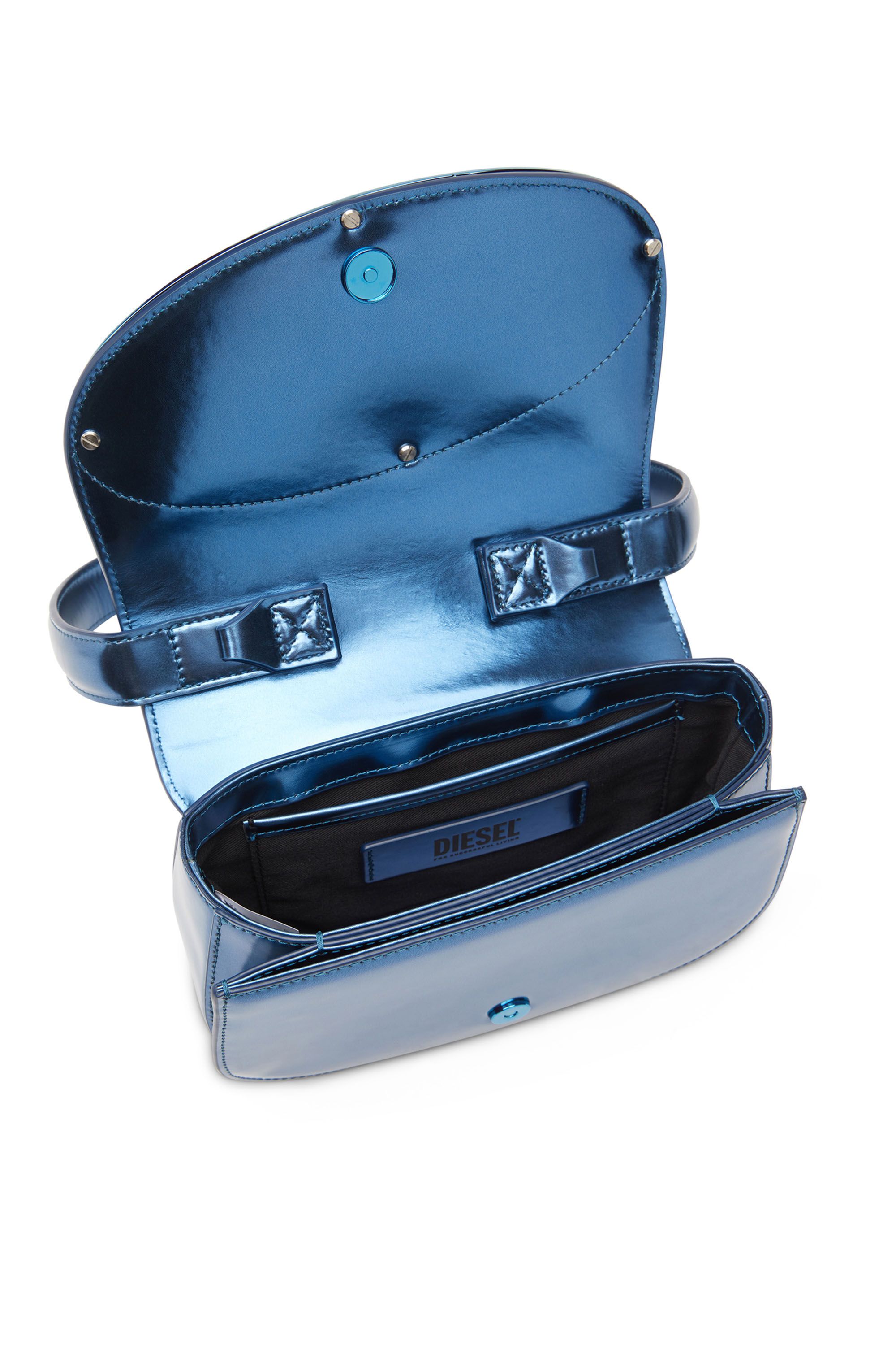 Diesel - 1DR, Woman's 1DR-Iconic shoulder bag in mirrored leather in Blue - 5