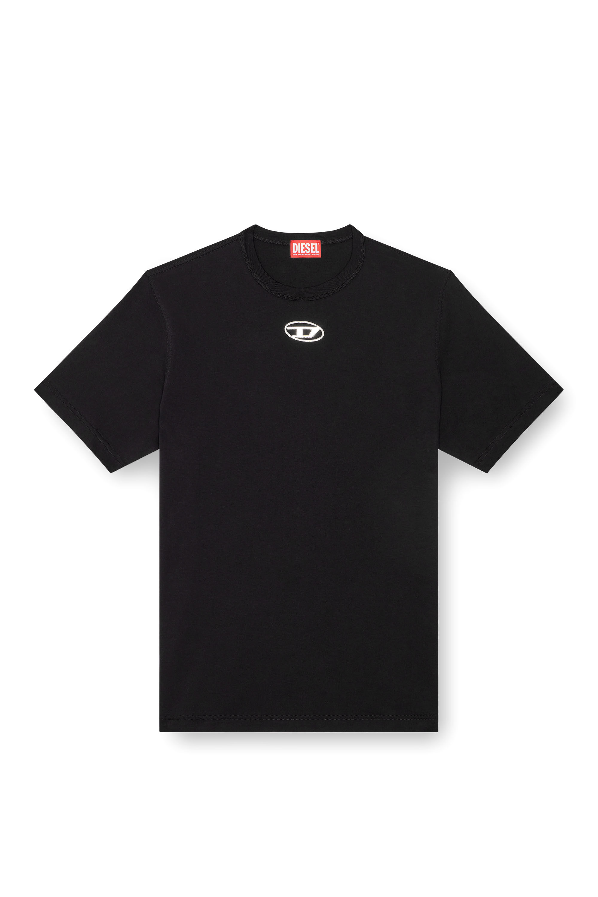 Diesel - T-ADJUST-OD, Man's T-shirt with metallic Oval D in Black - 2