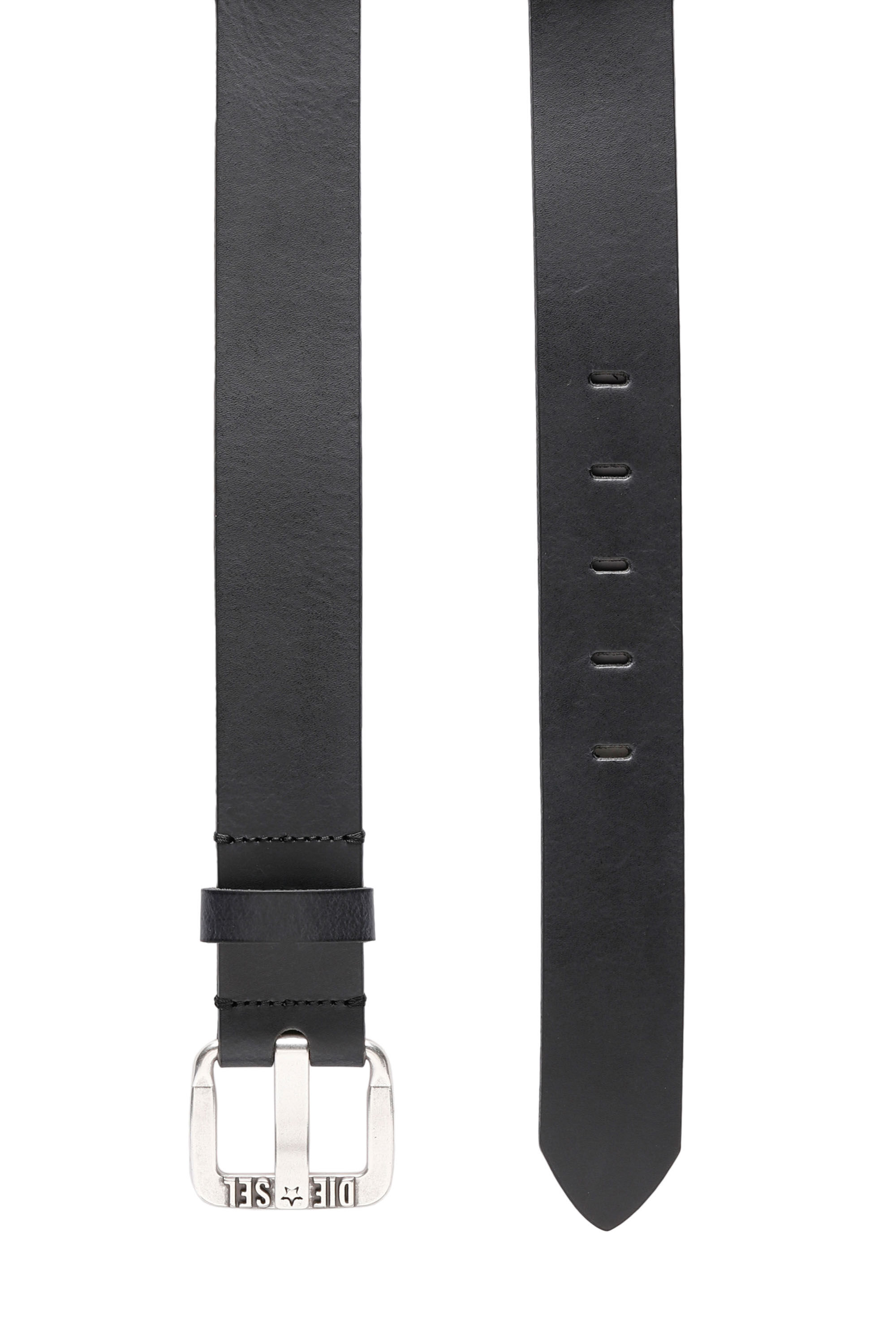 Diesel - B-STAR II, Man's Leather belt with metal star logo buckle in Black - 3
