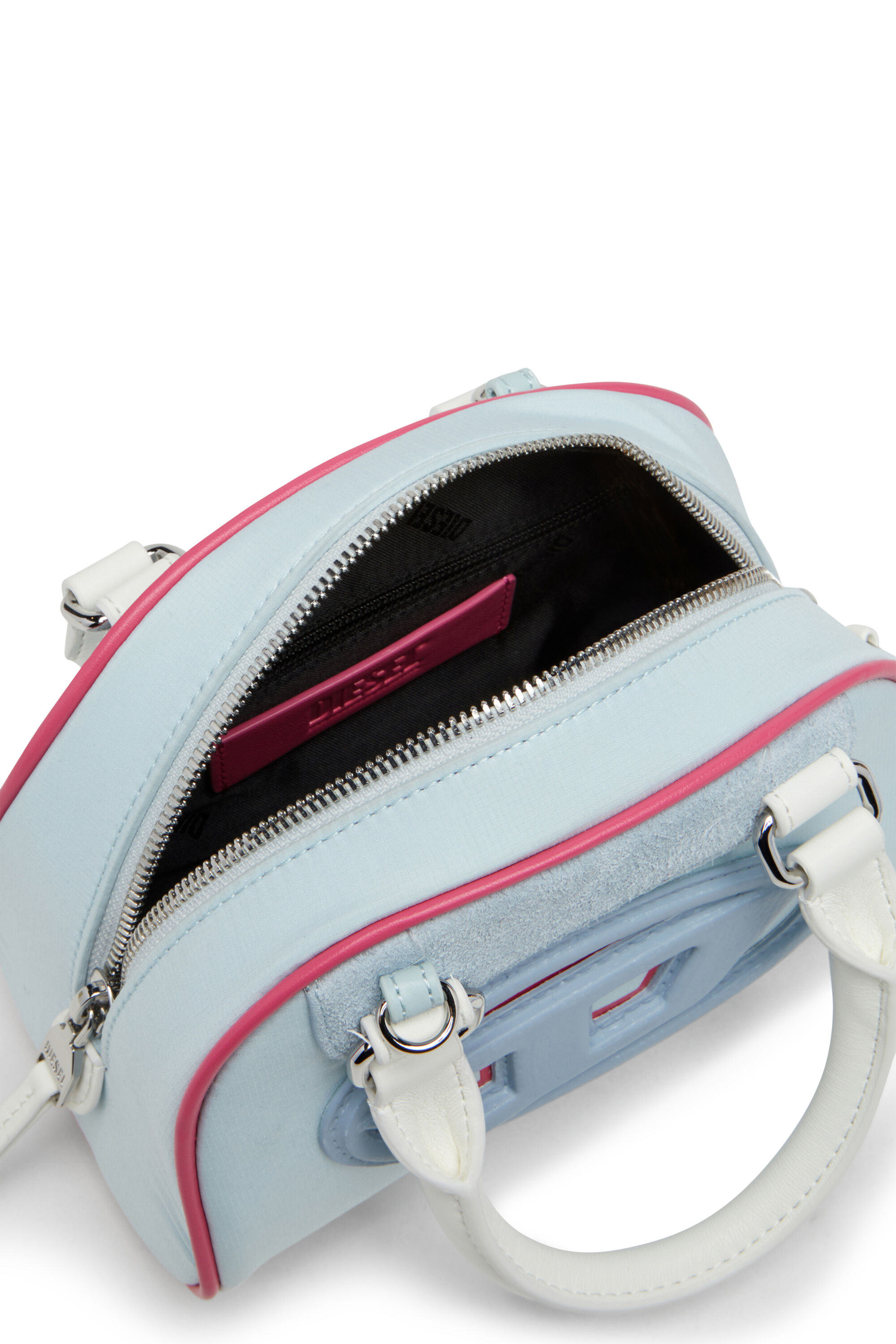 Diesel - 1DR DOME CROSSBODY, Woman's 1DR Dome-Colour-block mini bowling bag in Light Blue - 4