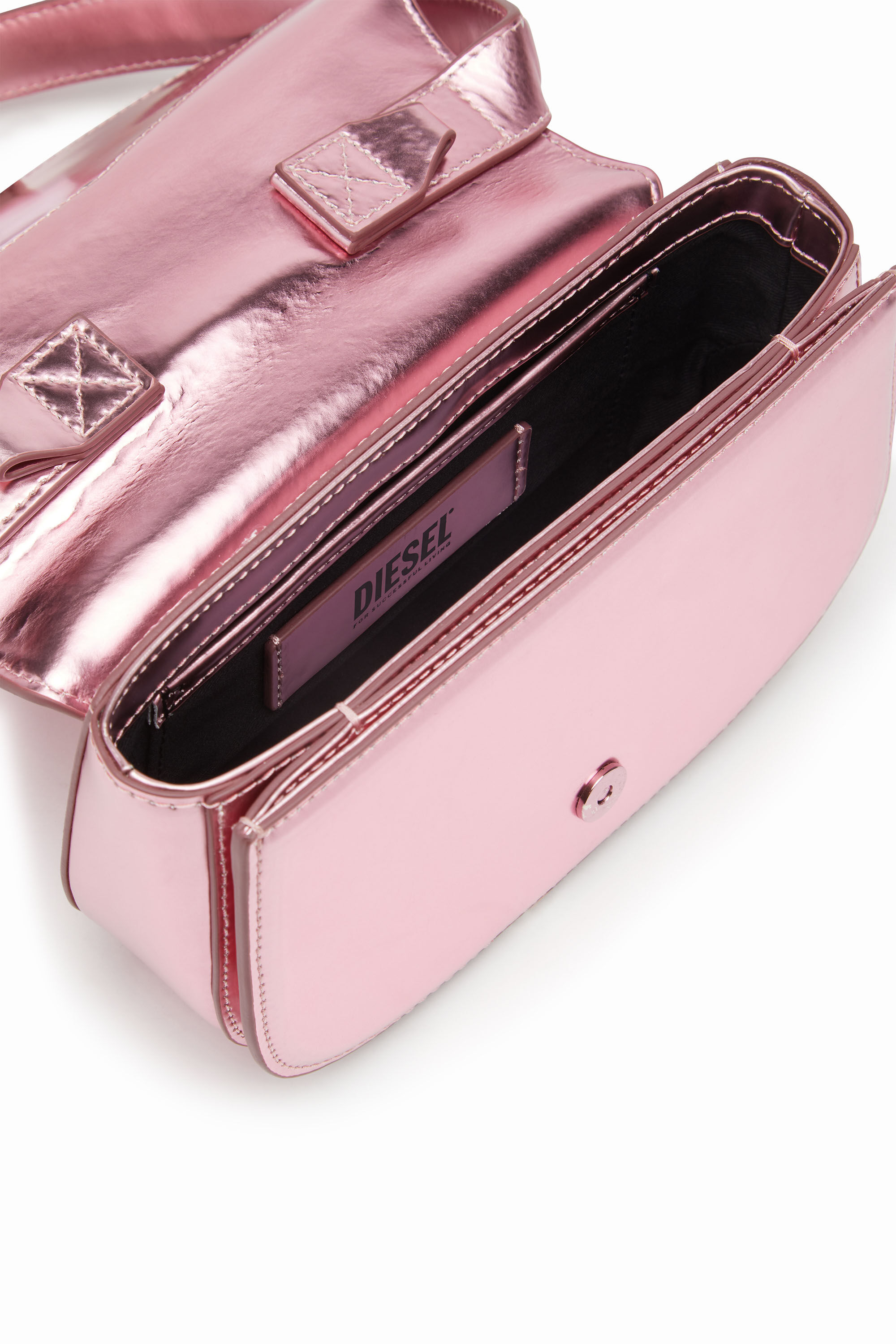 Diesel - 1DR, Woman's 1DR-Iconic shoulder bag in mirrored leather in Pink - 5