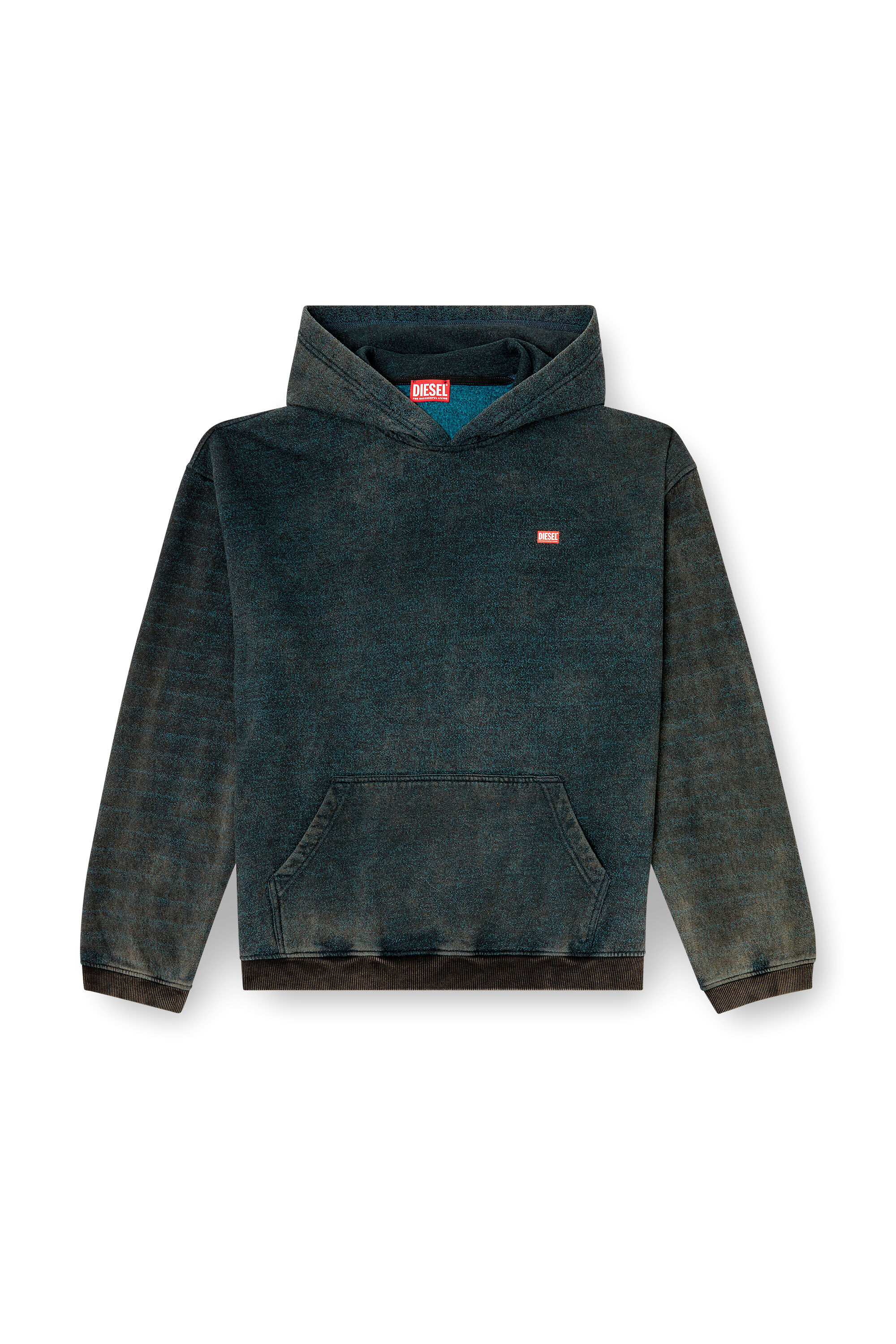 Diesel - S-KAI, Man's Cotton hoodie with kangaroo pocket in Black/Blue - 2