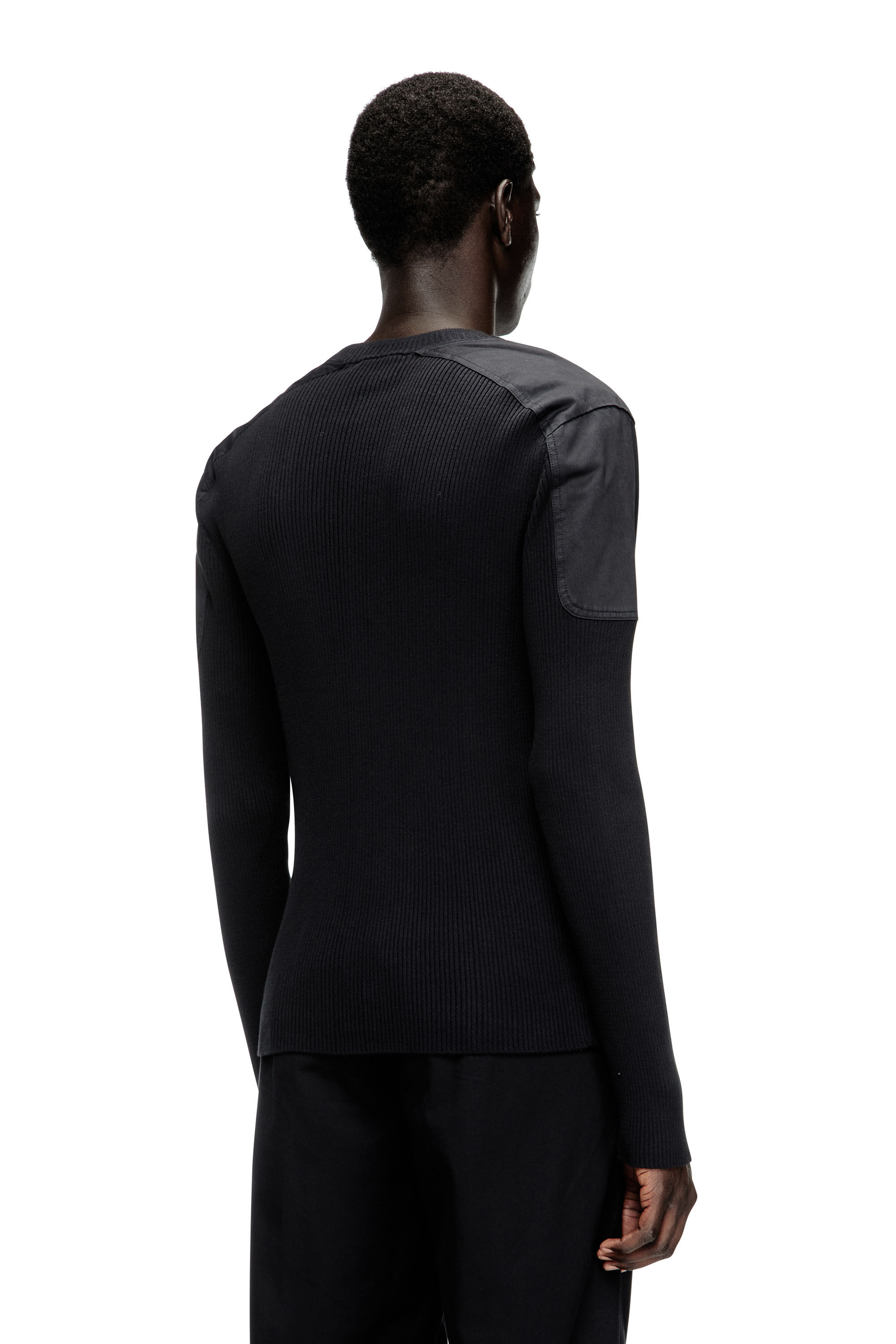 Diesel - K-MARTIN, Man's Ribbed jumper with shoulder panels in Black - 4