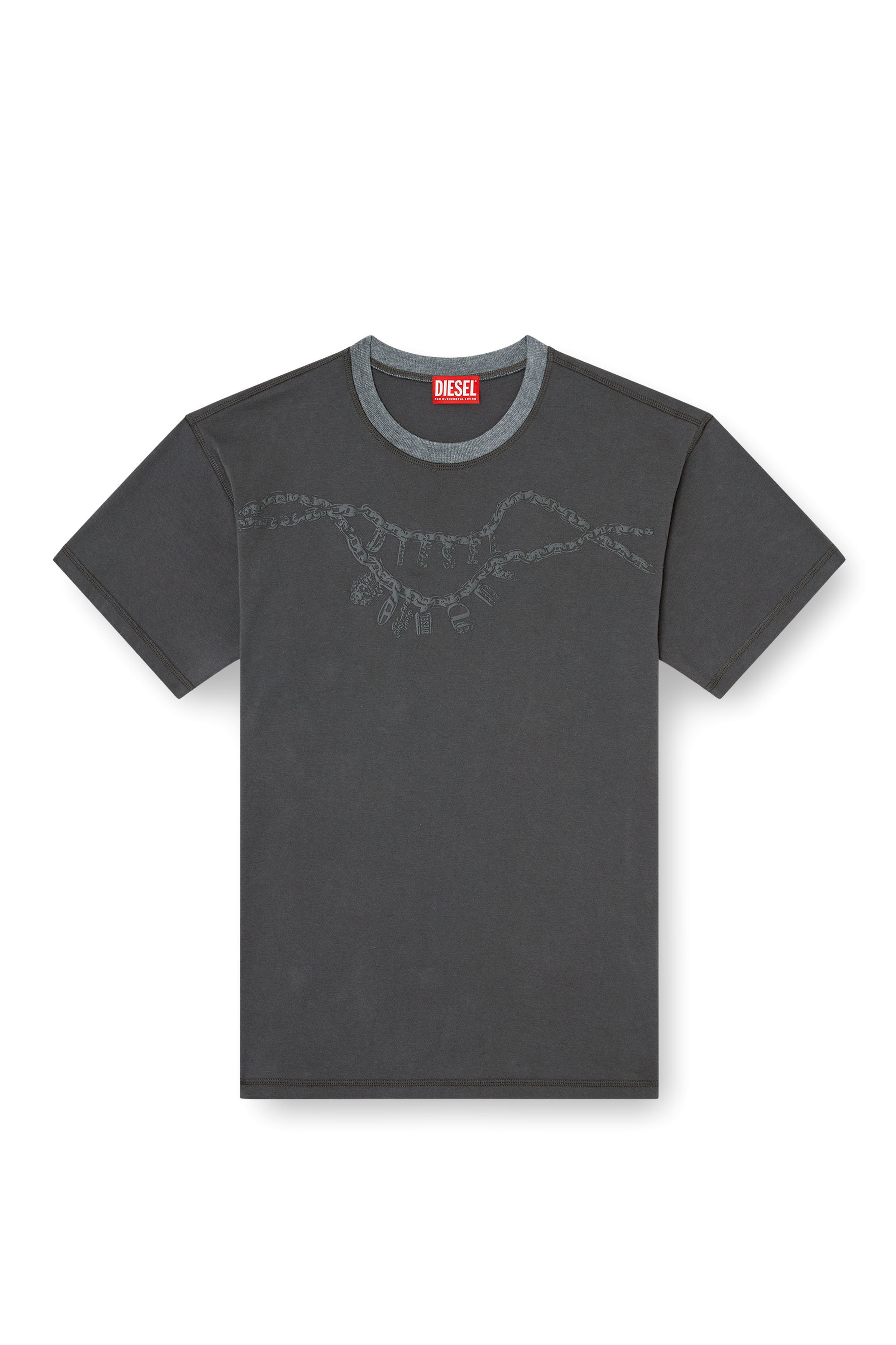 Diesel - T-NORM-HOSHI, Unisex's T-shirt with charm necklace print in Dark grey - 3