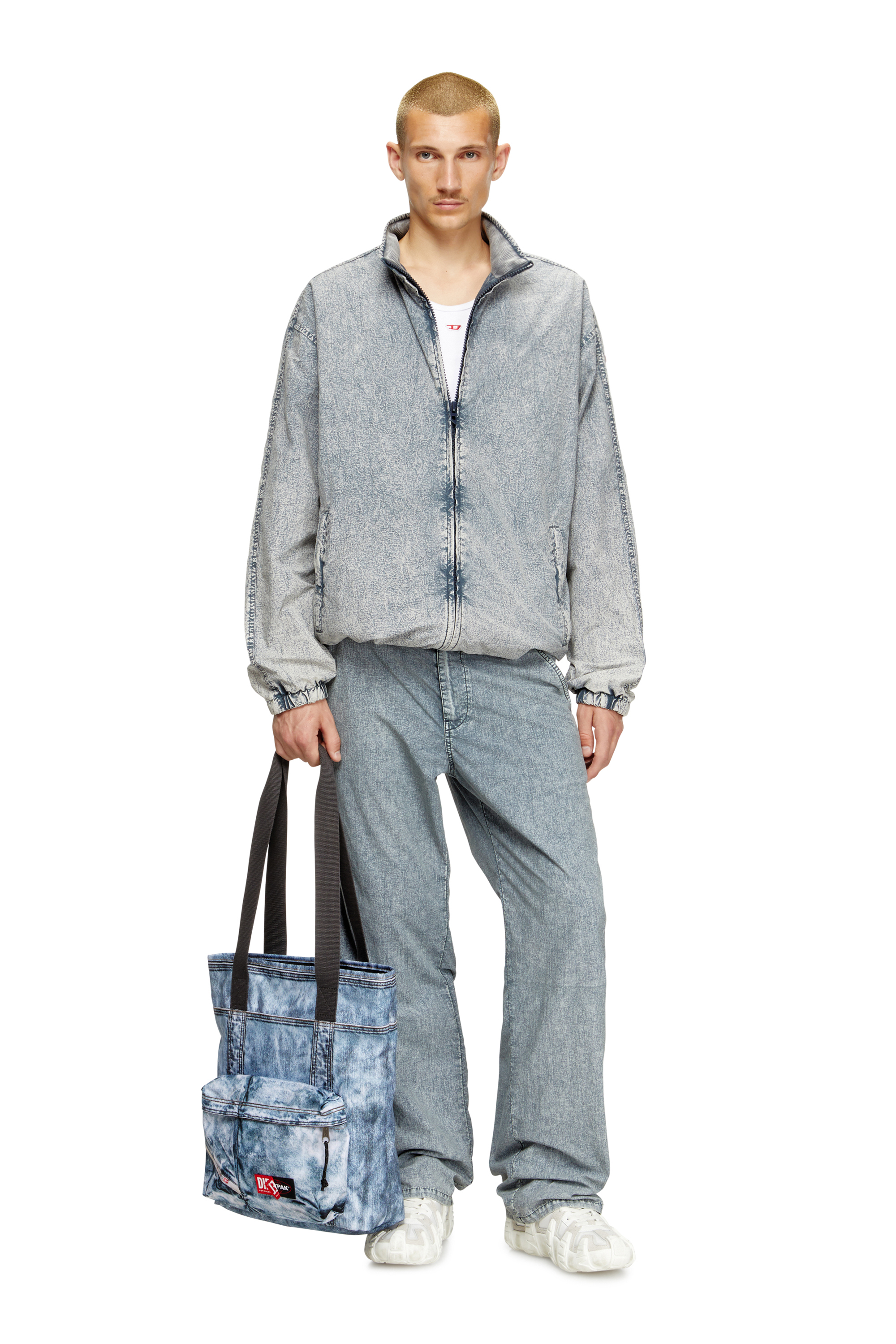 Diesel - DIESEL TOTE, Unisex's Tote bag in trompe l'oeil denim in Blue - 2