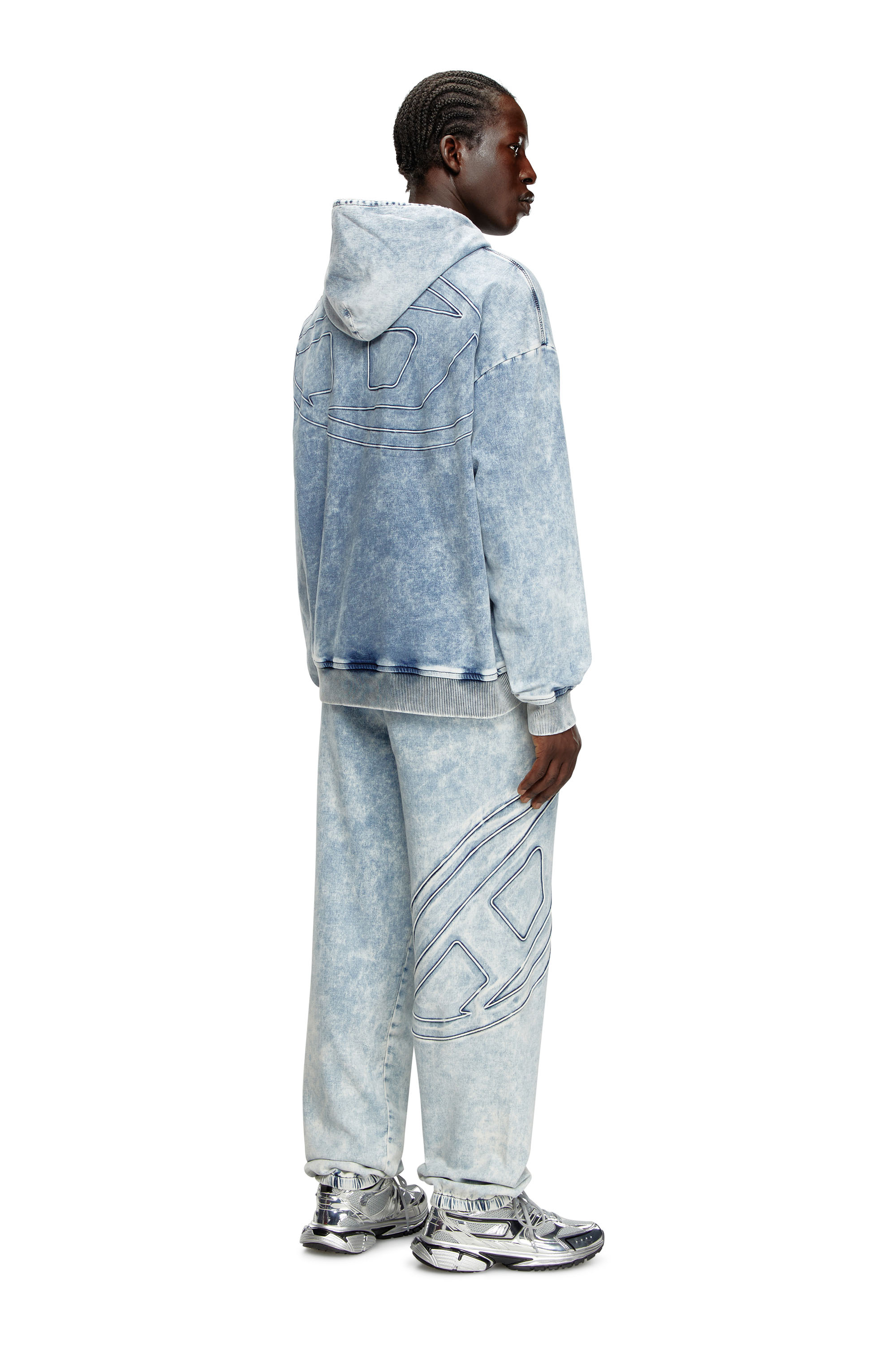 Diesel - D-UM-RIB-S2 TRACK, Unisex's Sweatshirt in Track Denim with Oval D in Light Blue - 3