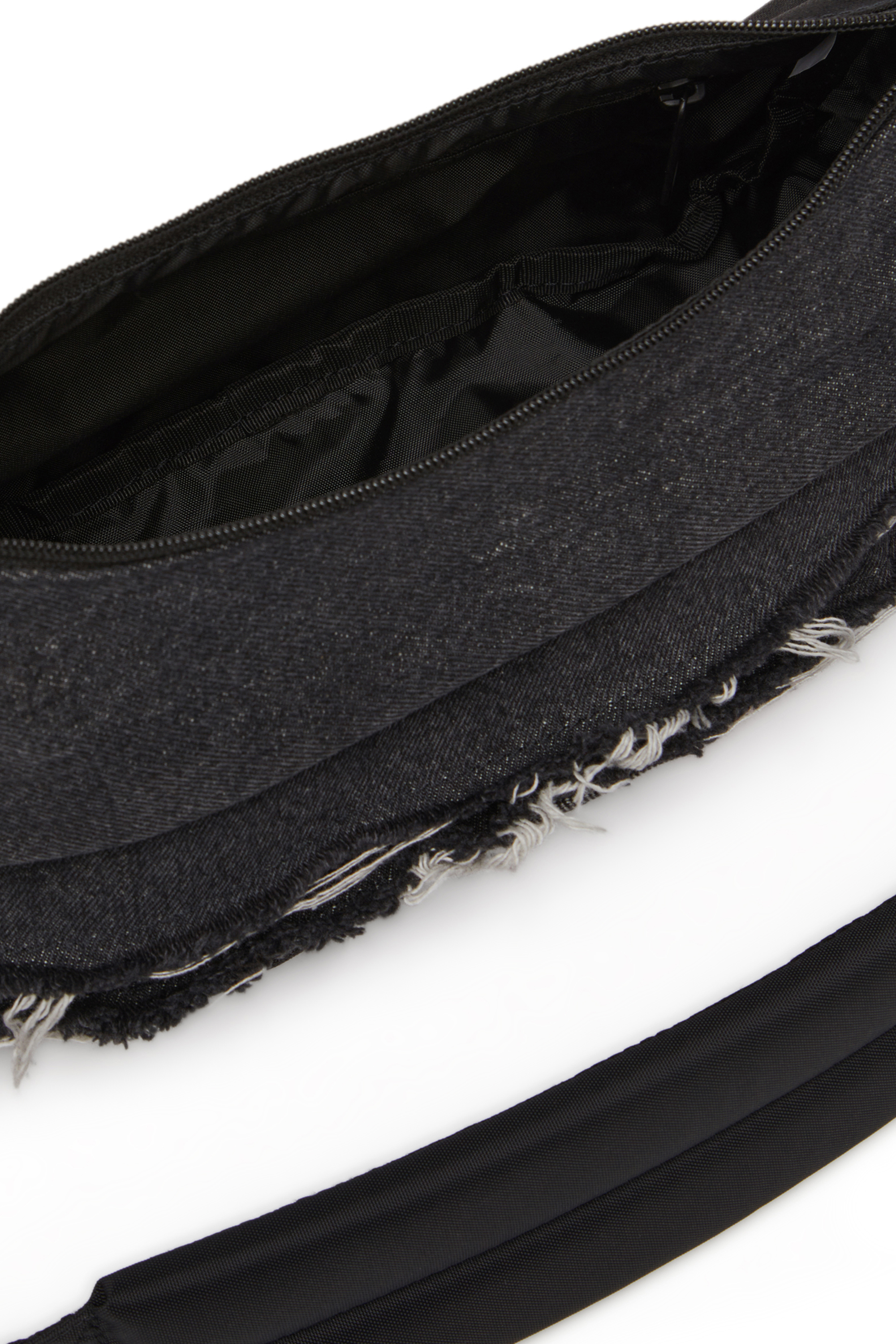 Diesel - DIESEL SHOULDER BAG, Unisex's Shoulder bag in destroyed denim and CORDURA® in Black - 4
