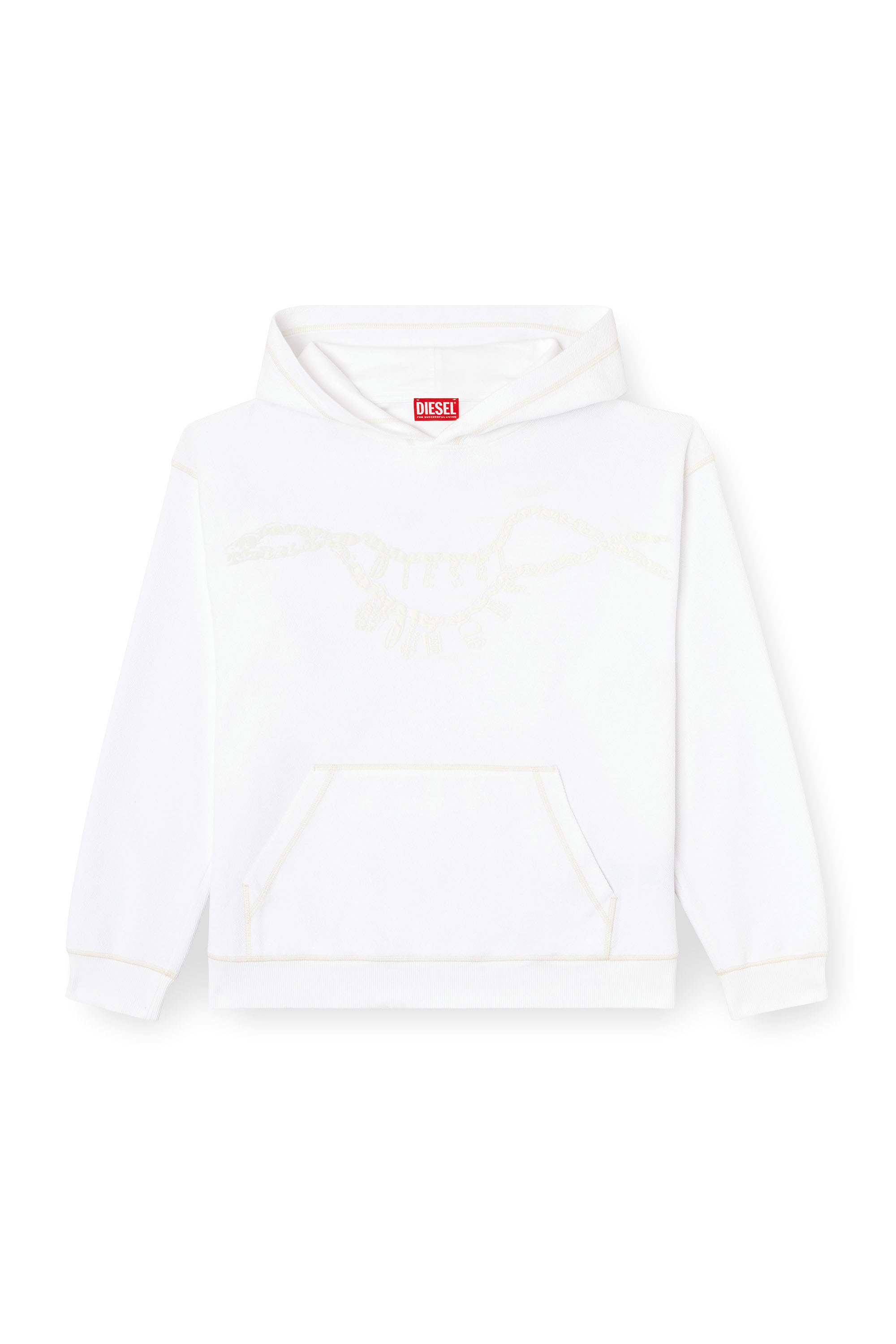 Diesel - S-BOXT-HOOD-HOSHI, Unisex's Hoodie with charm necklace print in White - 4