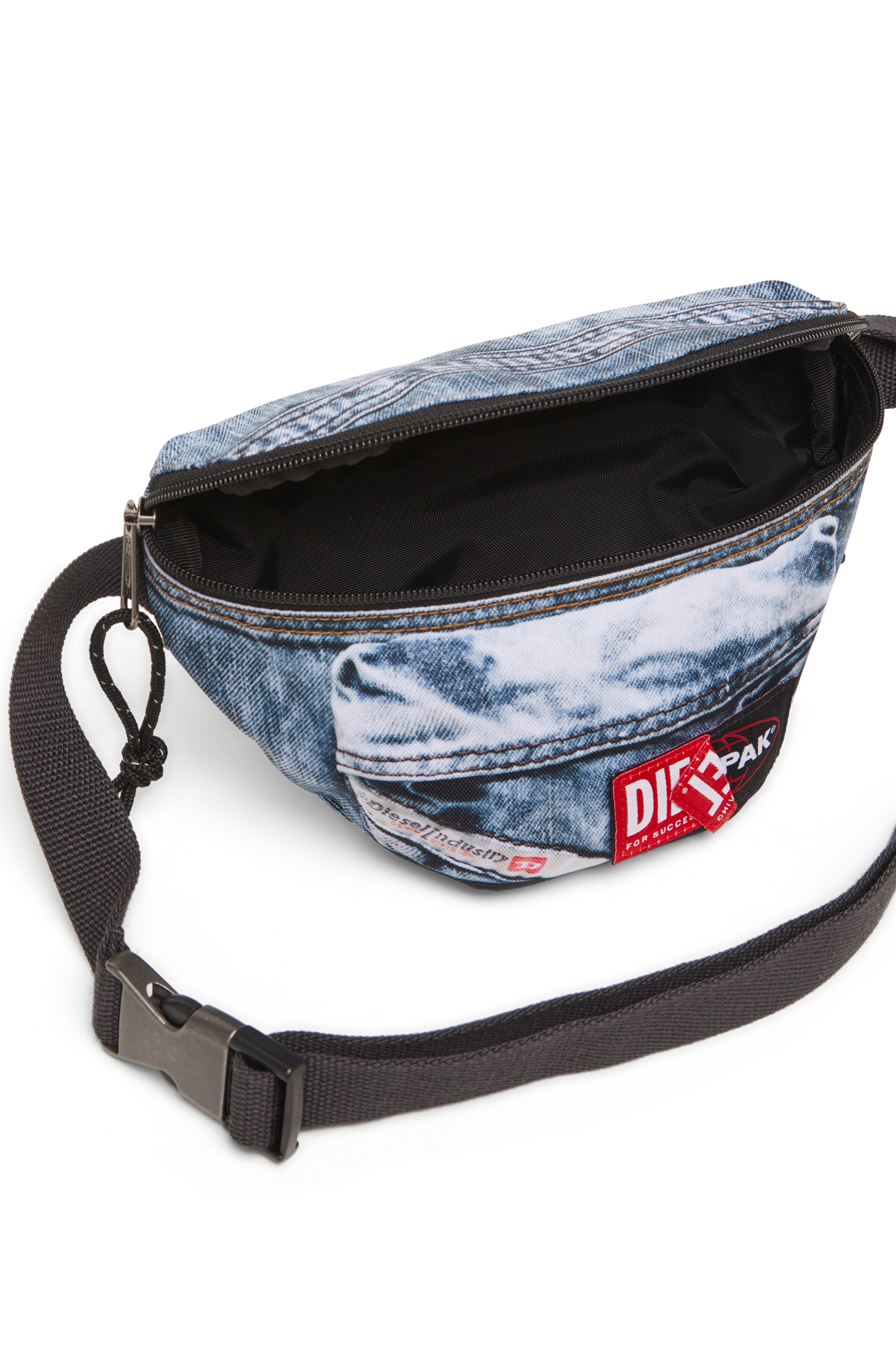 Diesel - DIESEL SPRINGER, Unisex's Belt bag in trompe l'oeil denim in Blue - 3