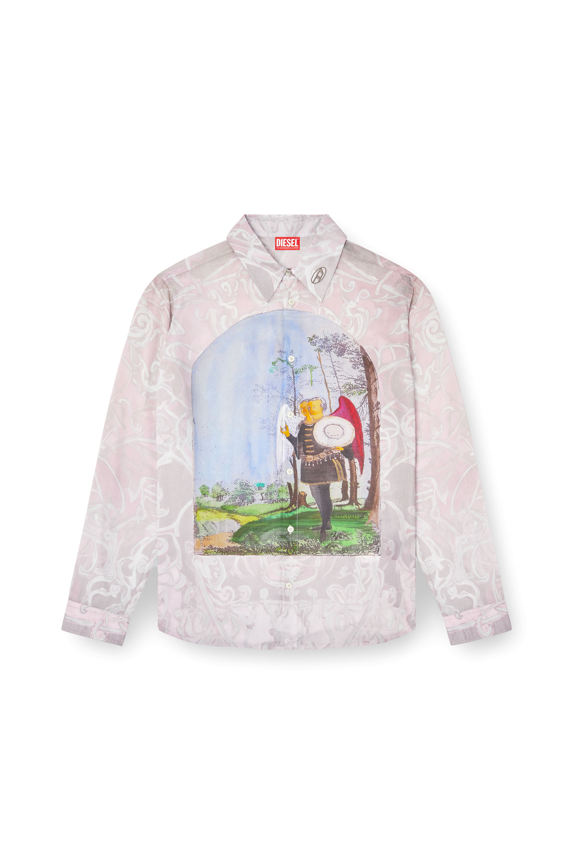 Diesel - S-SIMPLY-A-AJFW, Unisex's Shirt with medieval print in Pink - 3