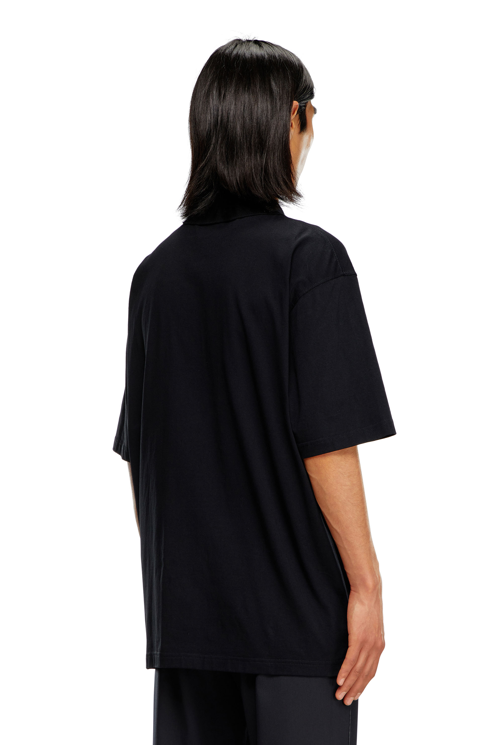 Diesel - T-VOR-OD, Man's Polo shirt with half zip in Black - 4